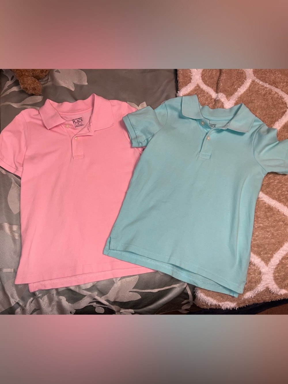 Bundle of 2 The Children's Place 5T boys Pink & Light Blue Polo short sleeve